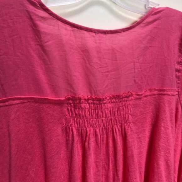 FREE PEOPLE Highland Vneck Linen Boho Oversize Festival Short Sleeve Top Trapeze - Picture 7 of 16